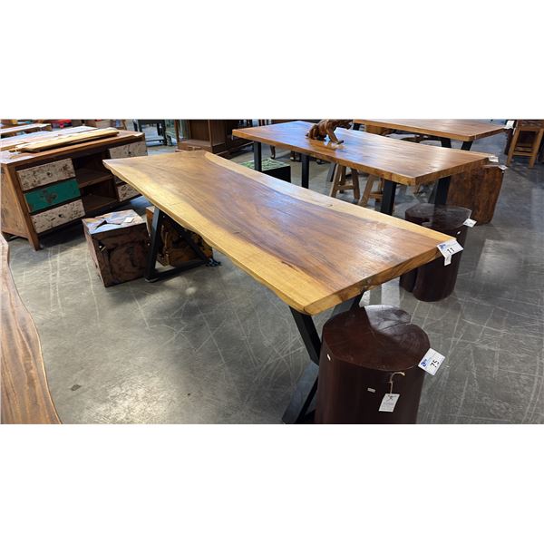 EXOTIC LIVE EDGE DINING TABLE WITH METAL BASE 79" X 28"