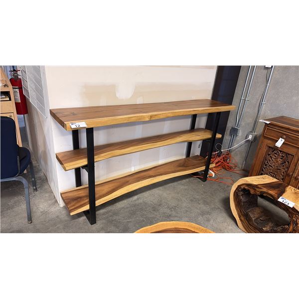 EXOTIC LIVE EDGE 3 TIER BOOK SHELF 71" X 15" X 38"