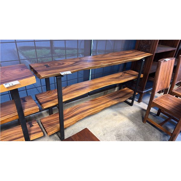 EXOTIC LIVE EDGE 3 TIER BOOKSHELF 71"X16"X38"