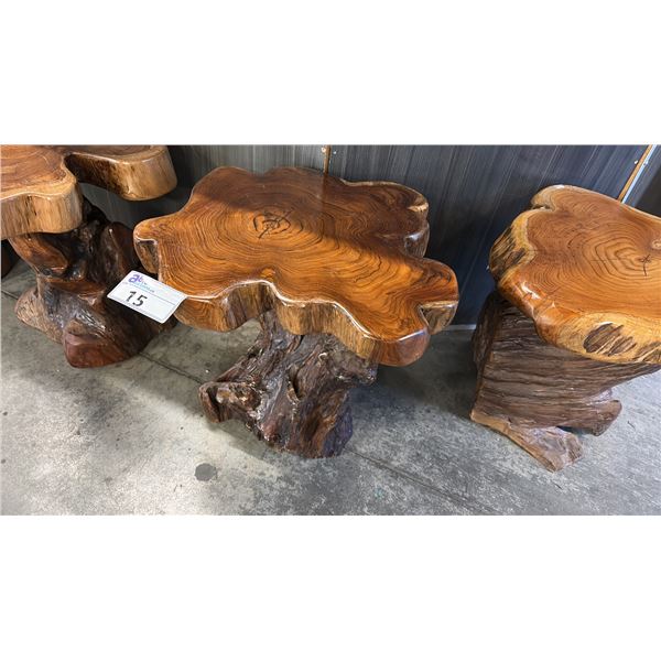 EXOTIC LIVE EDGE APPROX BOOKSHELF 20"D X 18"H SIDE TABLE