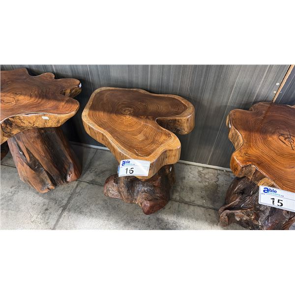 EXOTIC LIVE EDGE APPROX BOOKSHELF 20"D X 18"H SIDE TABLE