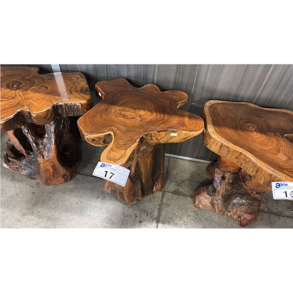 EXOTIC LIVE EDGE APPROX BOOKSHELF 20"D X 18"H SIDE TABLE