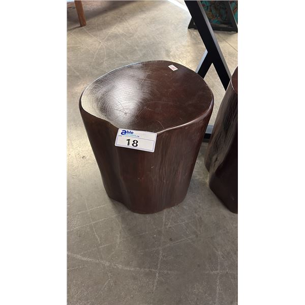 EXOTIC RED WOOD STUMP END TABLE 16"D X 20"H