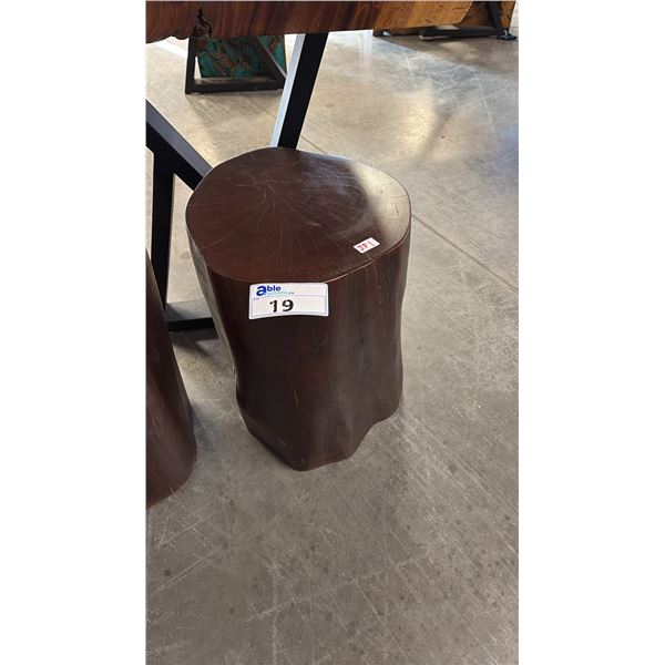 EXOTIC RED WOOD STUMP END TABLE 16"D X 20"H