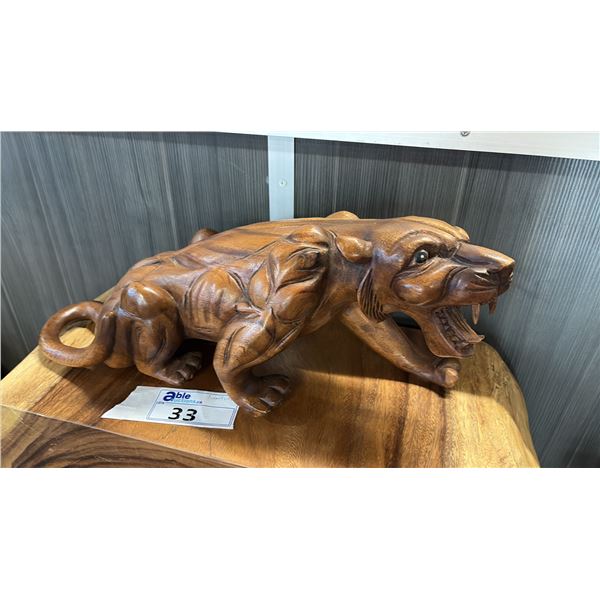 EXOTIC CARVED PANTHER STATUE 19"L X 9"H