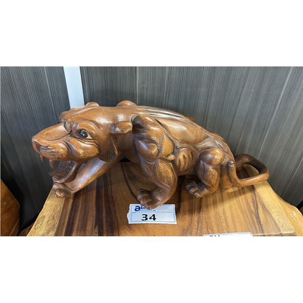 EXOTIC CARVED PANTHER STATUE 19"L X 9"H