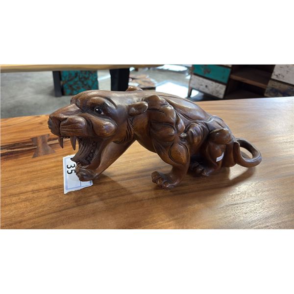 EXOTIC CARVED PANTHER STATUE 17"L X 8"H