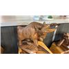 Image 1 : EXOTIC CARVED BULL STATUE 17"L X 13"H