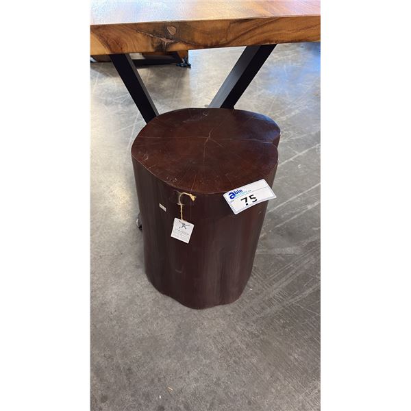 EXOTIC RED WOOD STUMP END TABLE 16"D X 20"H