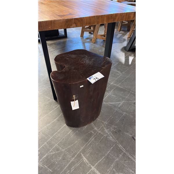 EXOTIC RED WOOD STUMP END TABLE 16"D X 20"H
