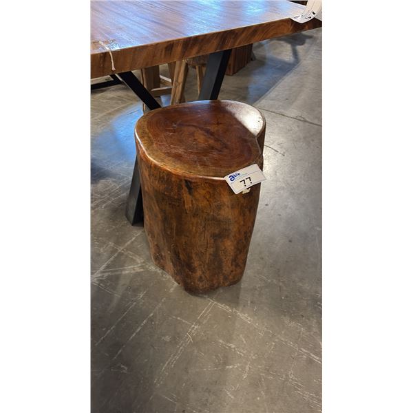 EXOTIC RED WOOD STUMP END TABLE 16"D X 20"H