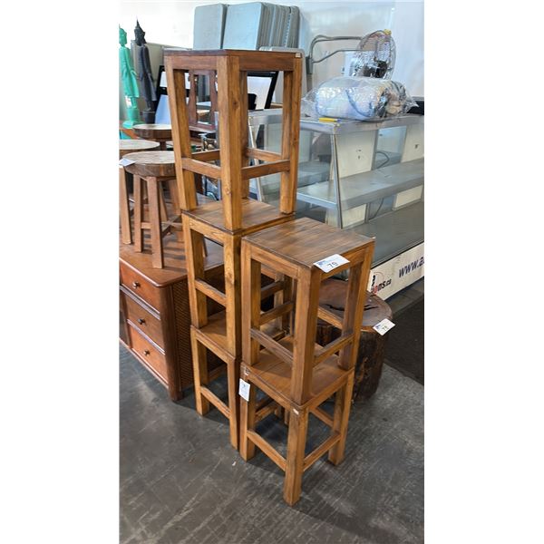 5 TEAK STOOLS 12"X12"20"H