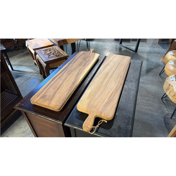 2 EXOTIC WOOD CHARCUTERIE PADDLE BOARDS 39"L