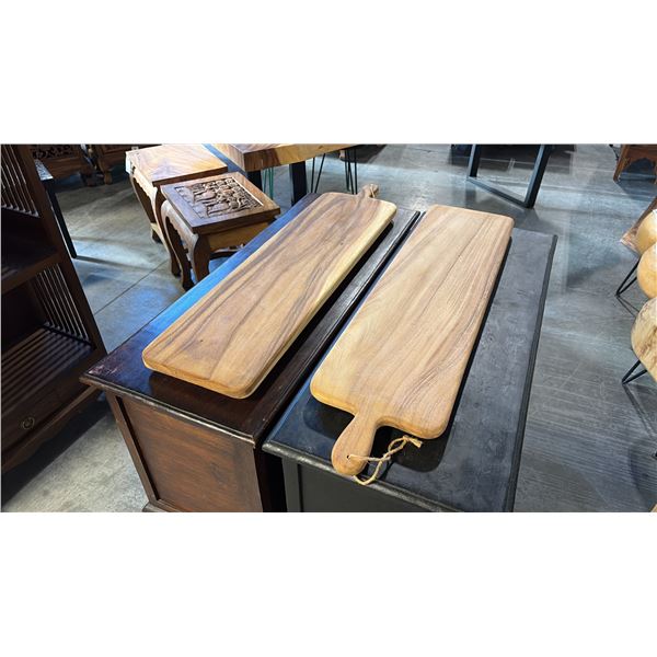 2 EXOTIC WOOD CHARCUTERIE PADDLE BOARDS 39"L