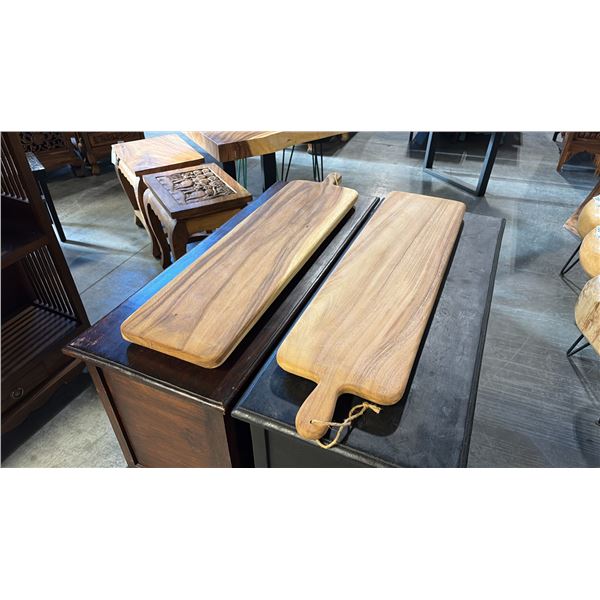 2 EXOTIC WOOD CHARCUTERIE PADDLE BOARDS 39"L