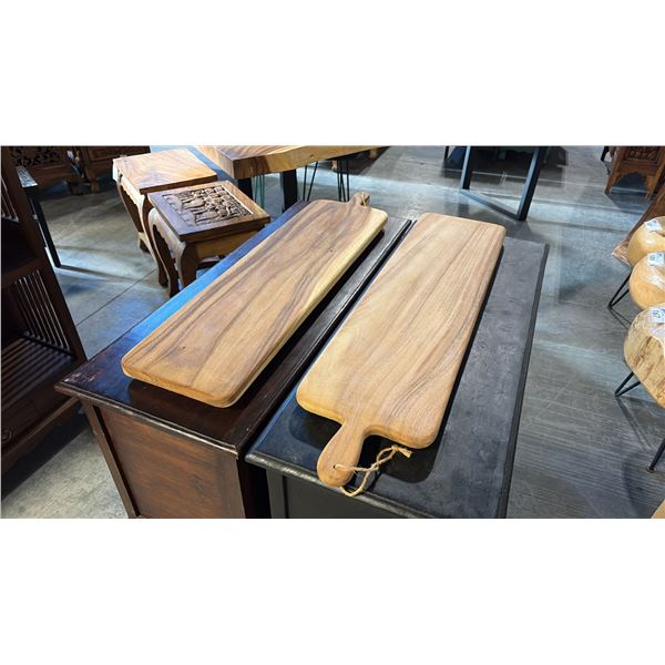 2 EXOTIC WOOD CHARCUTERIE PADDLE BOARDS 39"L