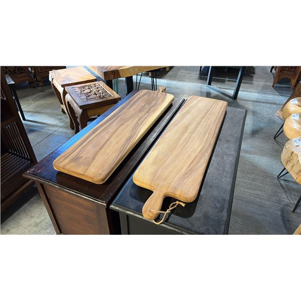 2 EXOTIC WOOD CHARCUTERIE PADDLE BOARDS 39"L