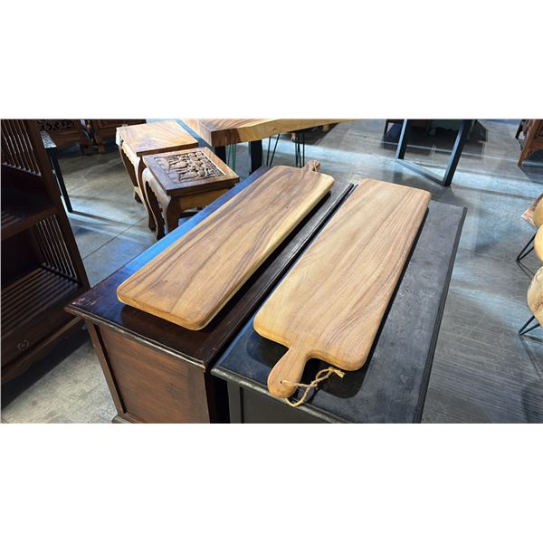 2 EXOTIC WOOD CHARCUTERIE PADDLE BOARDS 39"L