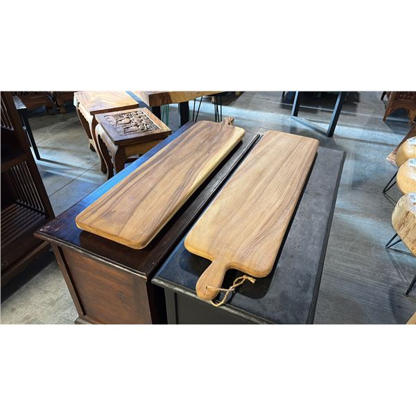 2 EXOTIC WOOD CHARCUTERIE PADDLE BOARDS 39"L