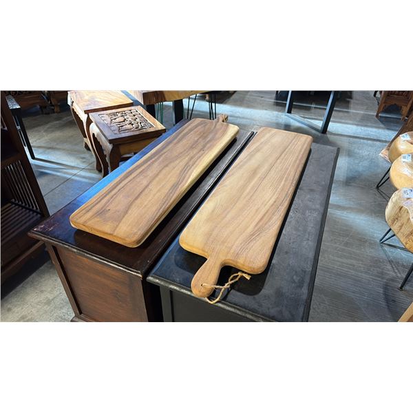 2 EXOTIC WOOD CHARCUTERIE PADDLE BOARDS 39"L