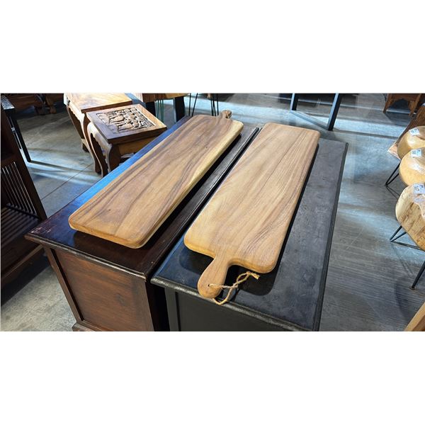 2 EXOTIC WOOD CHARCUTERIE PADDLE BOARDS 39"L