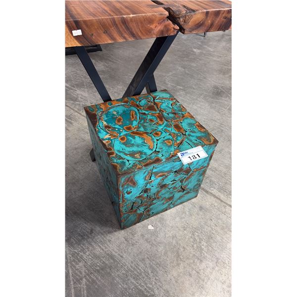 EXOTIC WOOD REFINISHED TEAK WOOD MENAGERIE STOOL/FOOT REST