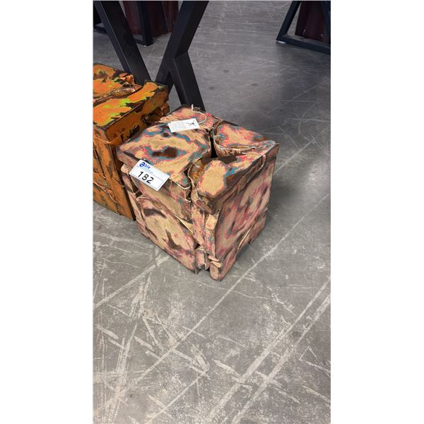 EXOTIC WOOD REFINISHED TEAK WOOD MENAGERIE STOOL/FOOT REST