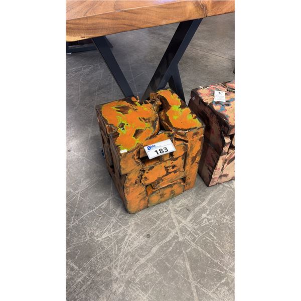 EXOTIC WOOD REFINISHED TEAK WOOD MENAGERIE STOOL/FOOT REST