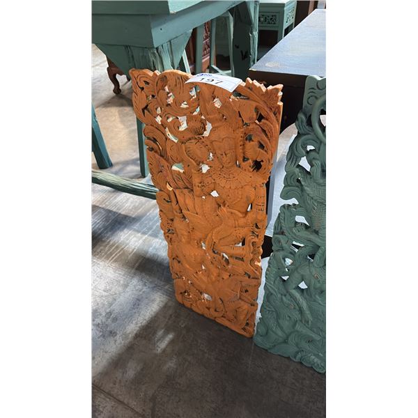 ASIAN THEMED WOOD WALL HANGING 14"X36" WALL HANGING