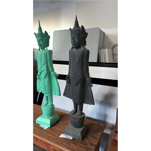 ASIAN THEMED WOOD STATUE 48"H