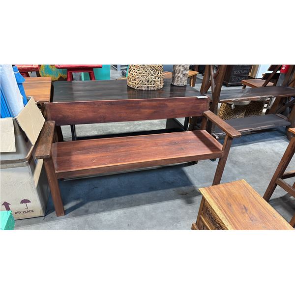 EXOTIC WOOD BENCH 61"W