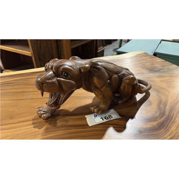 EXOTIC CARVED PANTHER STATUE 19"L X 9"H