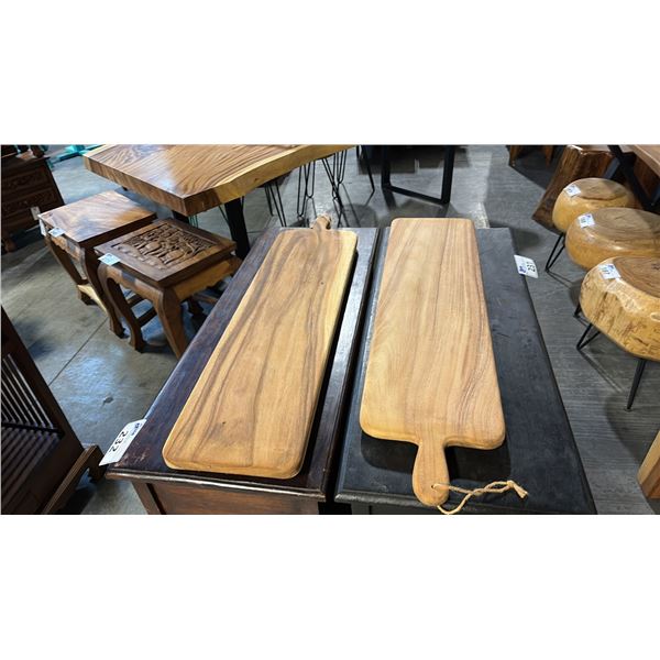2 EXOTIC WOOD CHARCUTERIE PADDLE BOARDS 39"L