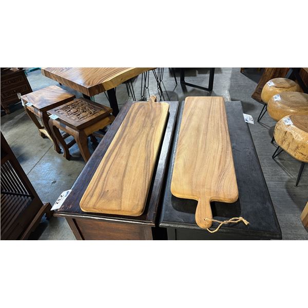 2 EXOTIC WOOD CHARCUTERIE PADDLE BOARDS 39"L