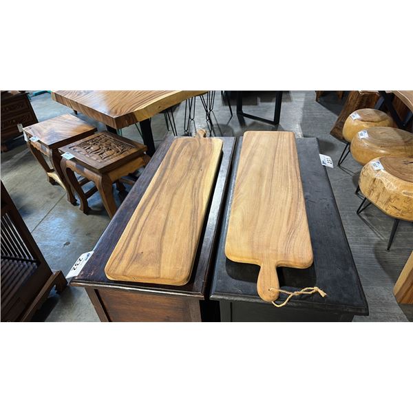 2 EXOTIC WOOD CHARCUTERIE PADDLE BOARDS 32"L