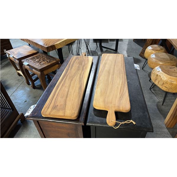 2 EXOTIC WOOD CHARCUTERIE PADDLE BOARDS 32"L