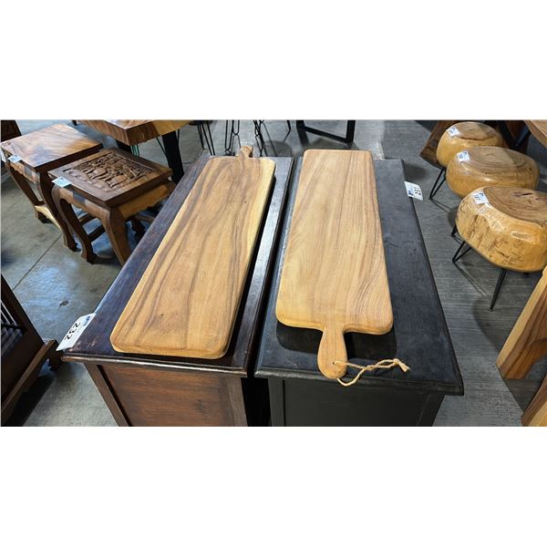 2 EXOTIC WOOD CHARCUTERIE PADDLE BOARDS 32"L