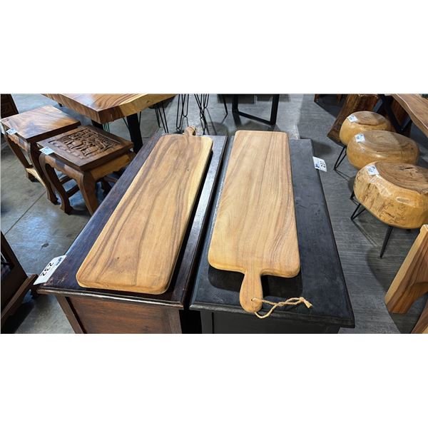 2 EXOTIC WOOD CHARCUTERIE PADDLE BOARDS 32"L