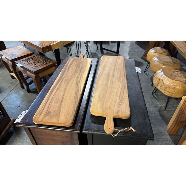 2 EXOTIC WOOD CHARCUTERIE PADDLE BOARDS 32"L