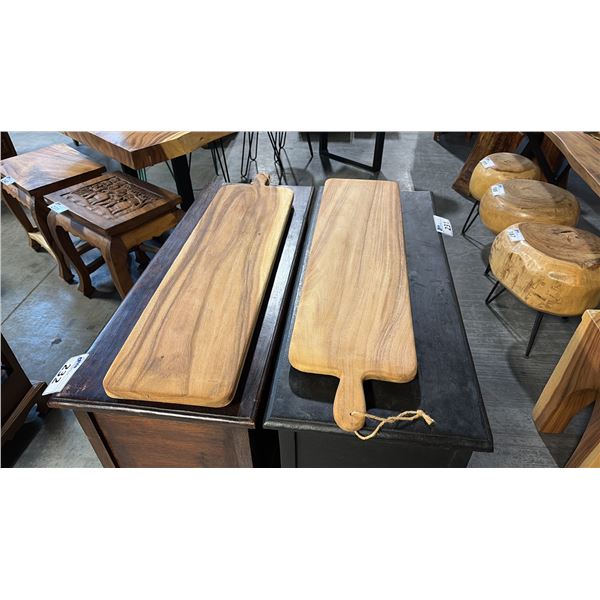 2 EXOTIC WOOD CHARCUTERIE PADDLE BOARDS 32"L