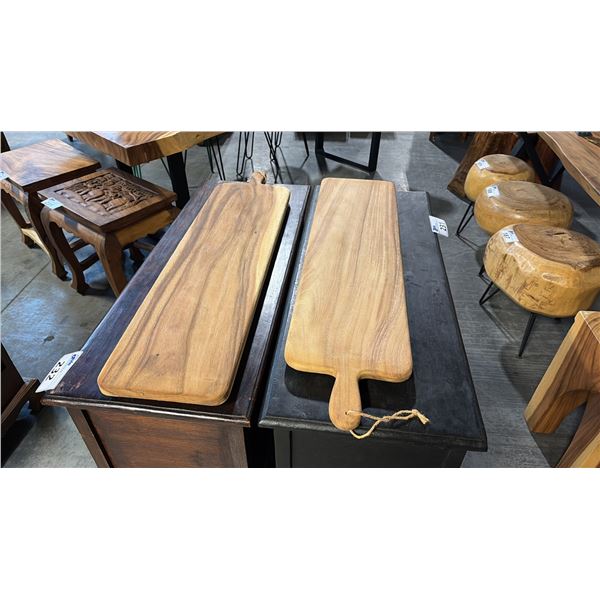 2 EXOTIC WOOD CHARCUTERIE PADDLE BOARDS 32"L