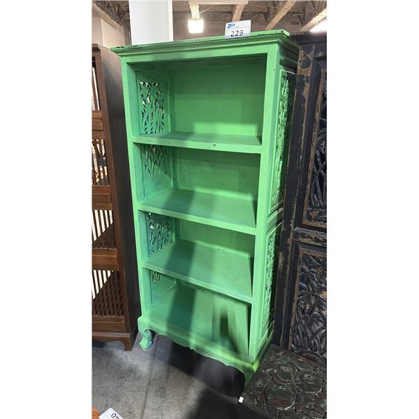 GREEN HAND FINISHED 70"X30" BOOKCASE