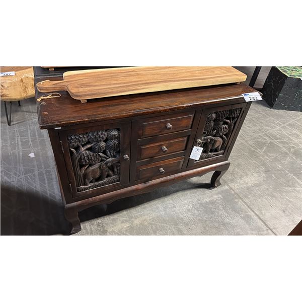 EXOTIC DARK SUAR WOOD CABINET 39" X 16" X 28" CABINET (STYLE 2)