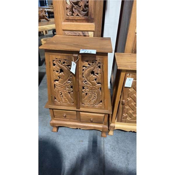 EXOTIC SUAR WOOD CARVED CABINET 24 X 24 X 37"