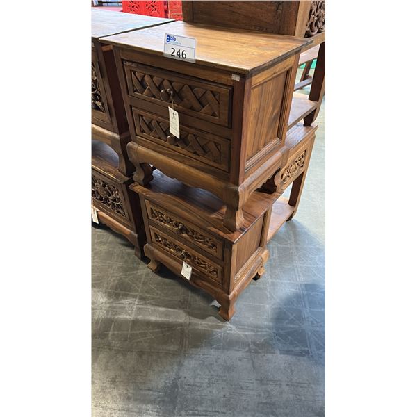 2 SUAR WOOD SIDE TABLES 20 X 14" STYLE 1