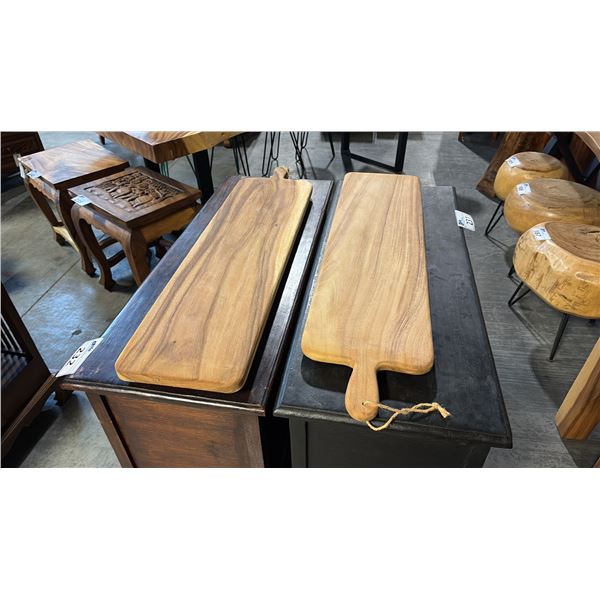 2 EXOTIC WOOD CHARCUTERIE PADDLE BOARDS 31"L