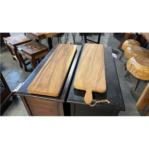 2 EXOTIC WOOD CHARCUTERIE PADDLE BOARDS 31"L
