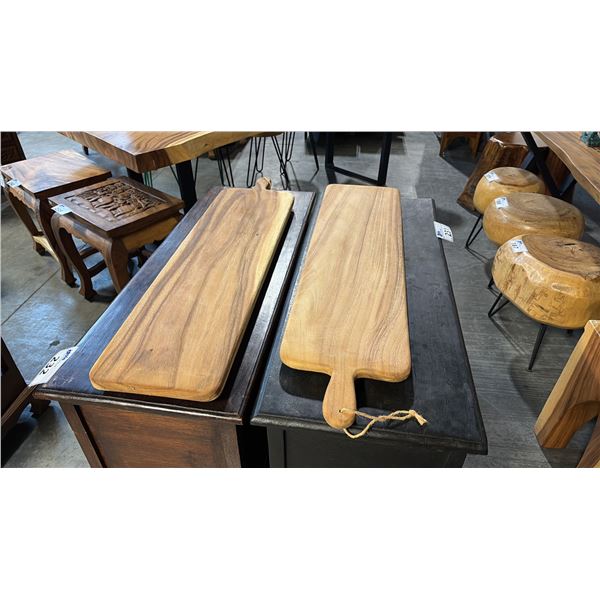 2 EXOTIC WOOD CHARCUTERIE PADDLE BOARDS 31"L