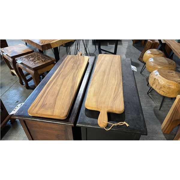 2 EXOTIC WOOD CHARCUTERIE PADDLE BOARDS 31"L