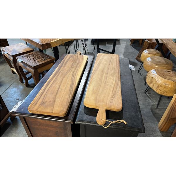 2 EXOTIC WOOD CHARCUTERIE PADDLE BOARDS 31"L
